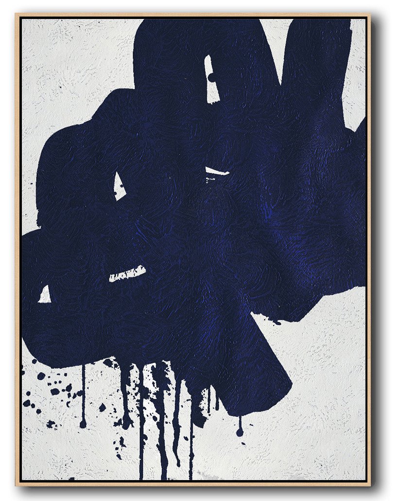 Large Abstract Art Handmade Painting,Navy Blue Abstract Painting Online,Acrylic Painting Canvas Art